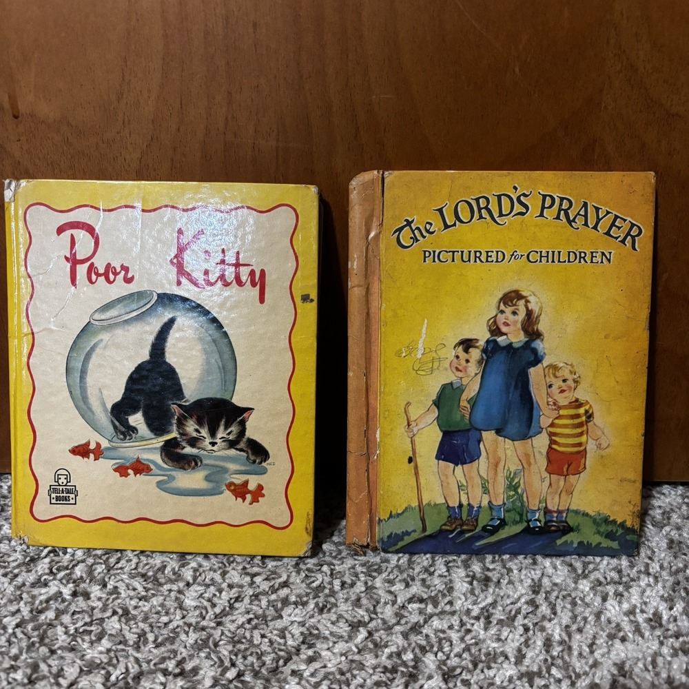 McLoughlin Brothers THE LORD'S PRAYER & THE BEATITUDES, Poor Kitty 1940s